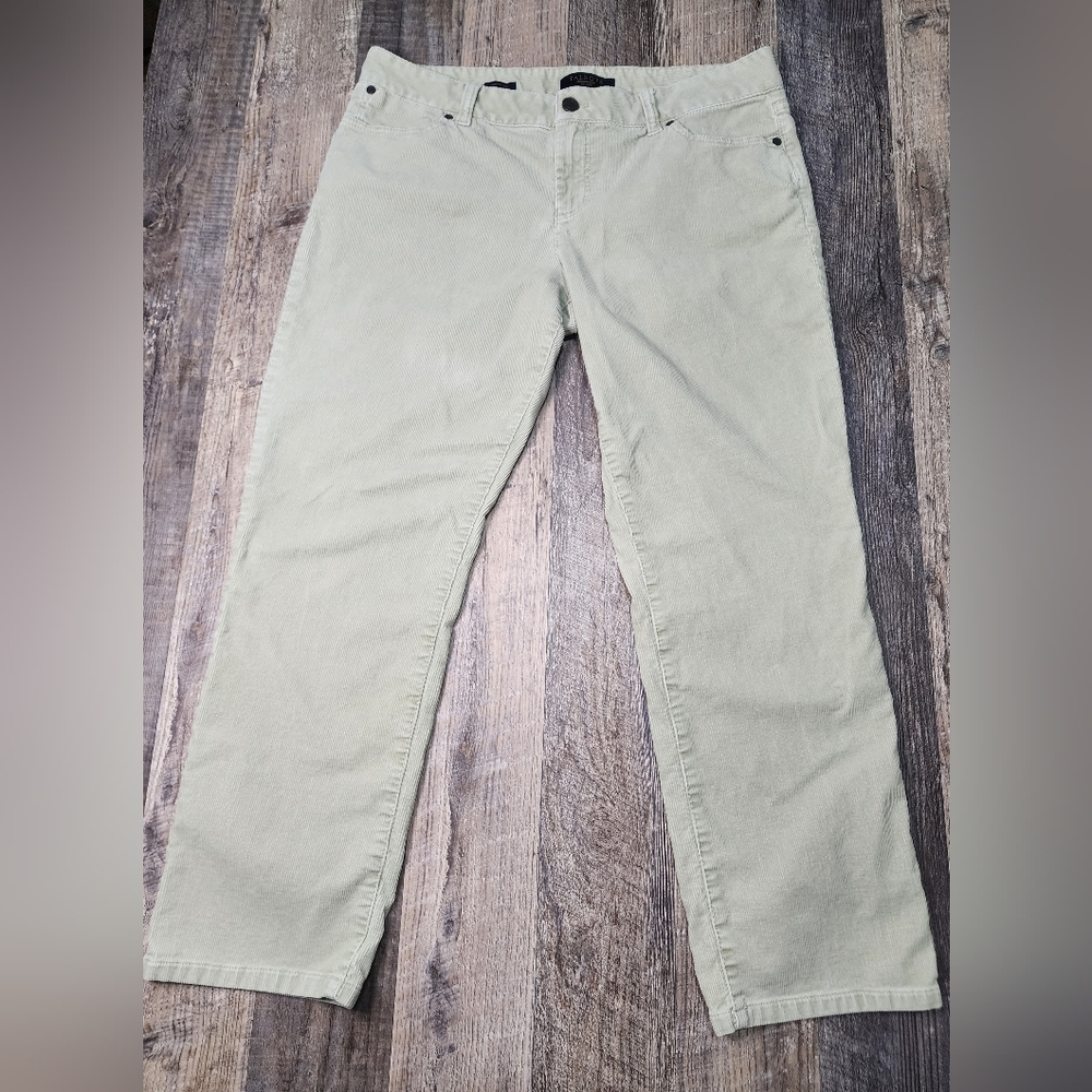 Talbots Signature Pants Womens Size 12P Signature Ankle Corduroy Sage Green